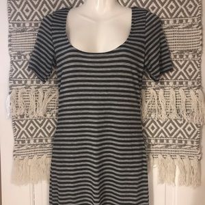 Cute black grey striped babydoll dress